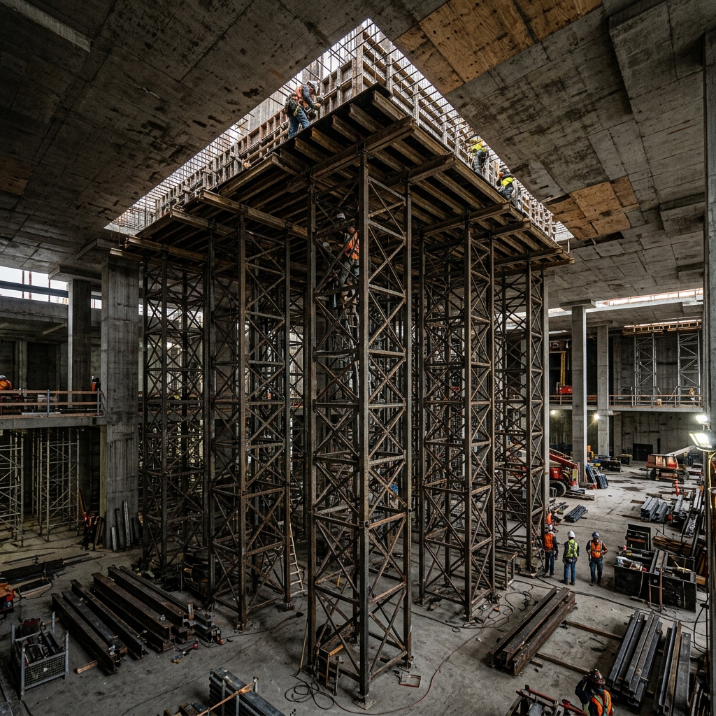 Torres de escoramento em estrutura de concreto